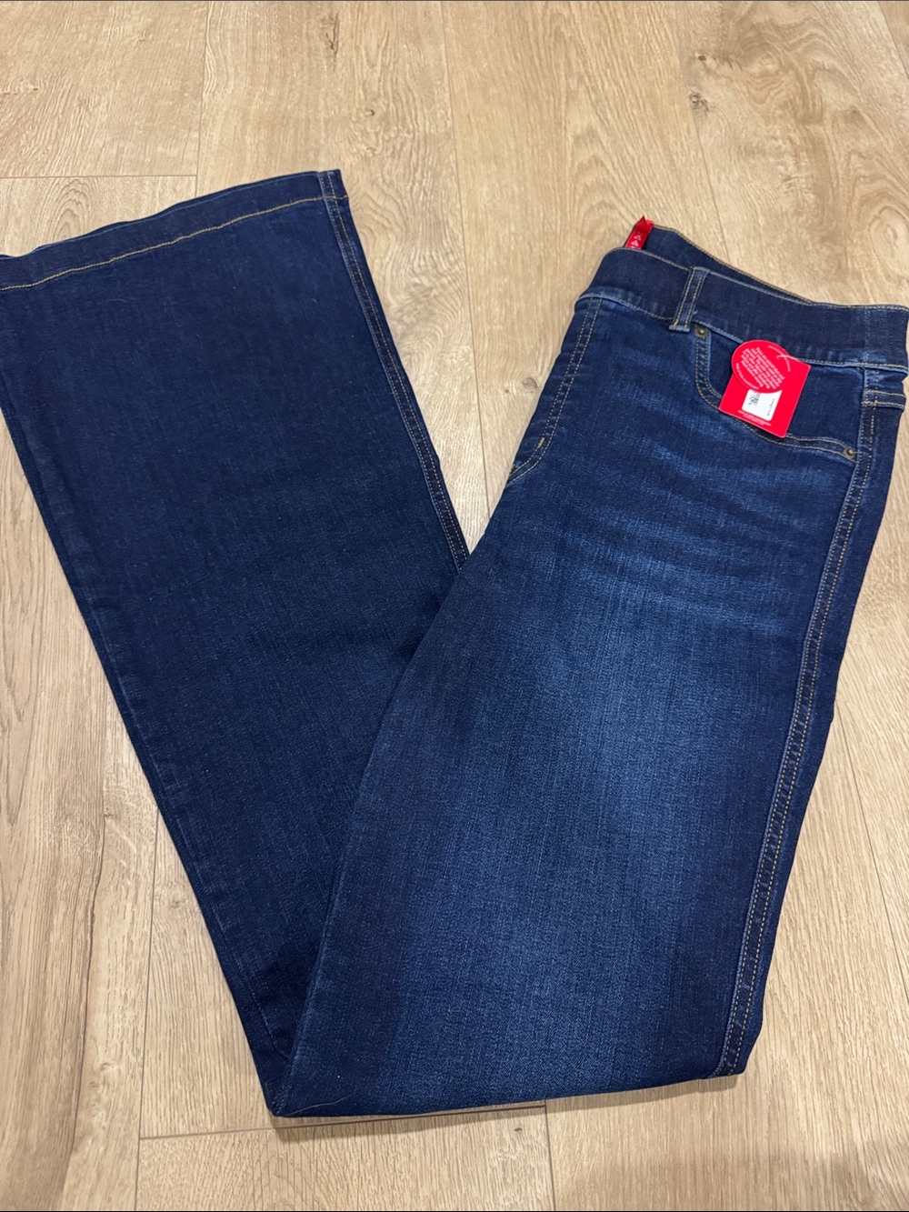 SPANX Large Dark Indigo Flare Jeans - Stretch Wide Leg - Picture 6 of 6
